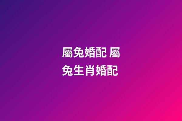 屬兔婚配 屬兔生肖婚配